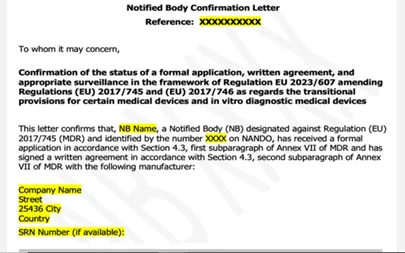 The European Commission publishes the confirmation letter template required to extend the MDD periods
